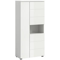 MIDISCHRANK 60/133/34 cm  - Weiß Hochglanz/Schwarz, MODERN, Holzwerkstoff/Kunststoff (60/133/34cm) - MID.YOU