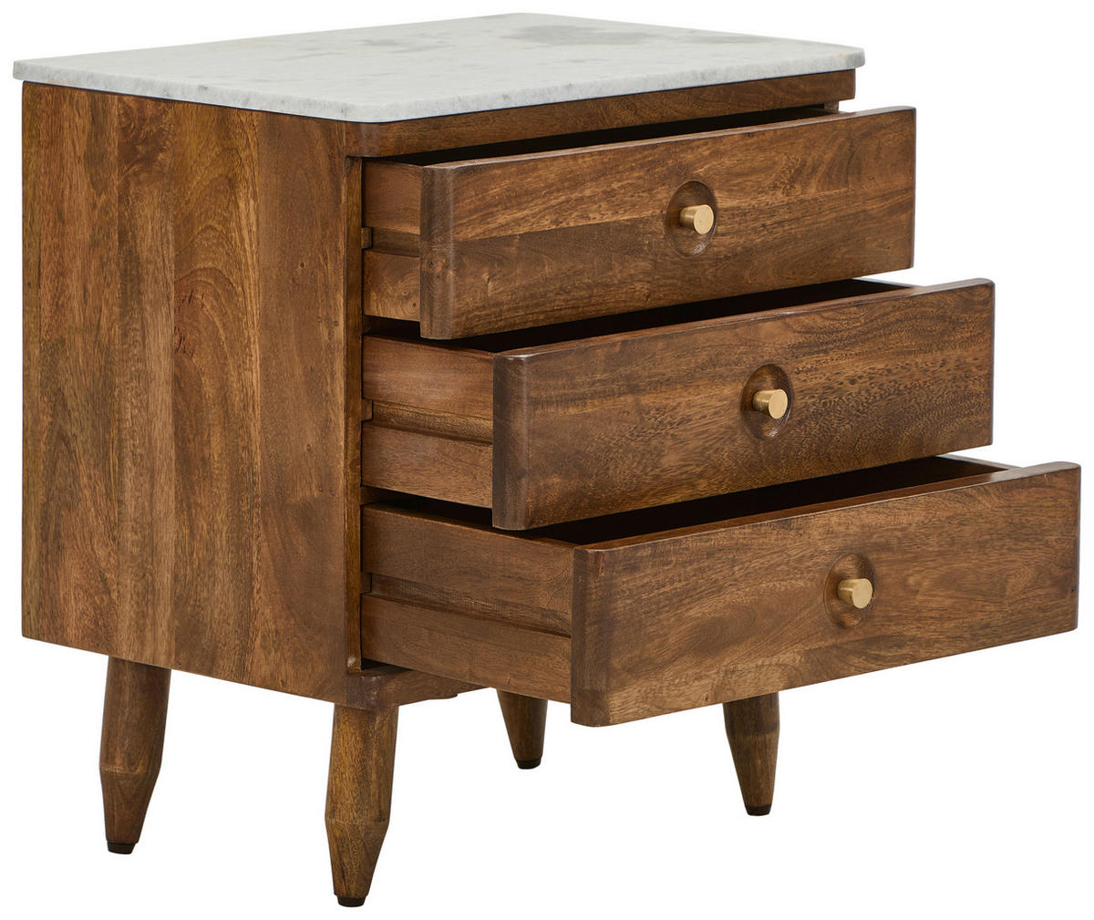 KOMMODE , 55/60/40 cm, 3 Schublade(n)  - Goldfarben/Naturfarben, Design, Holz/Stein (55/60/40cm) - Livetastic