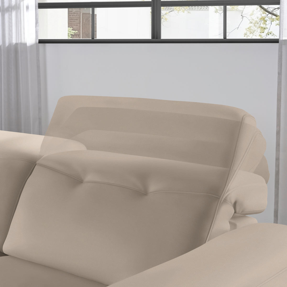 ECKSOFA in Echtleder Beige  163/305 cm  - Eichefarben/Beige, Design, Leder/Holz (163/305cm) - Novel