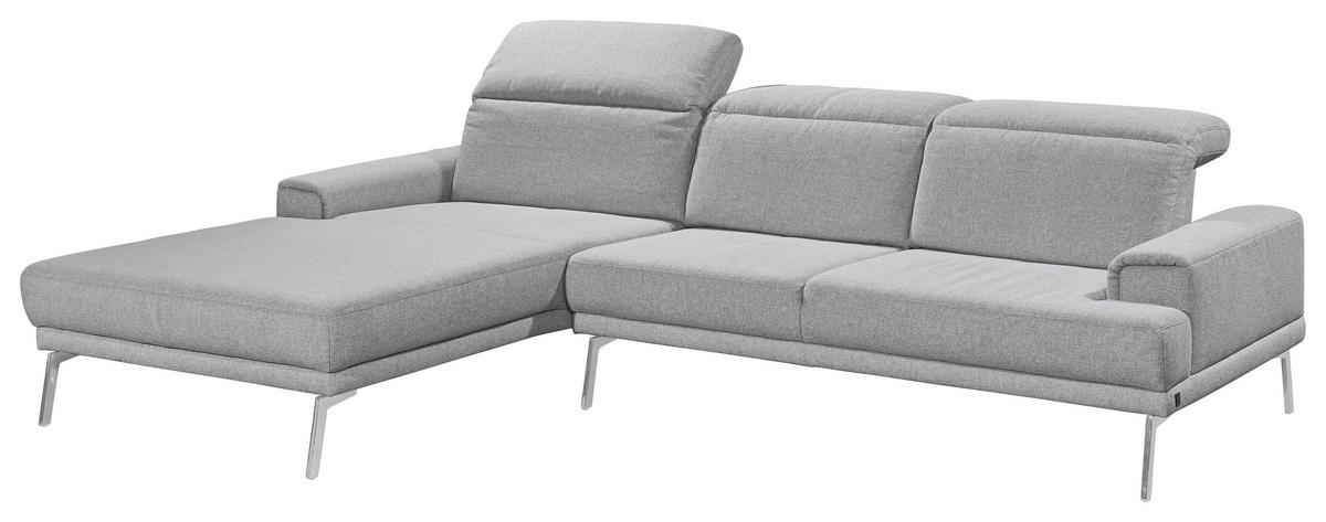 ECKSOFA Grau Flachgewebe  - Chromfarben/Grau, Design, Textil/Metall (193-220/288cm) - Musterring