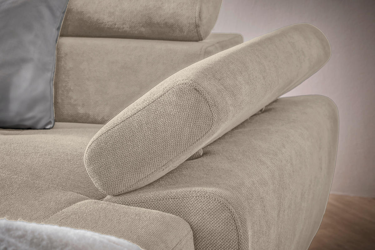 WOHNLANDSCHAFT in Flachgewebe Schlammfarben  - Schlammfarben/Schwarz, Modern, Textil/Metall (206/333/180cm) - Stylife