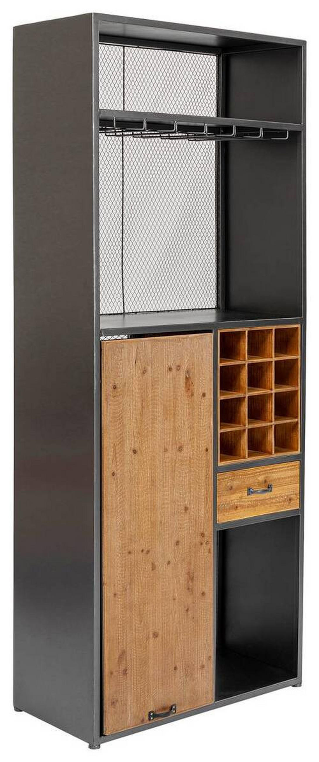 BARSCHRANK Tanne massiv Grau, Naturfarben  - Naturfarben/Grau, Design, Holz/Metall (80/201/38-134,5cm) - Kare-Design