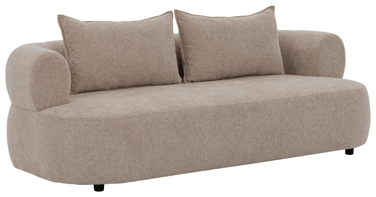 3-SITZER-SOFA Chenille Hellbraun  - Hellbraun/Schwarz, Design, Kunststoff/Textil (200/76/96cm) - Livetastic