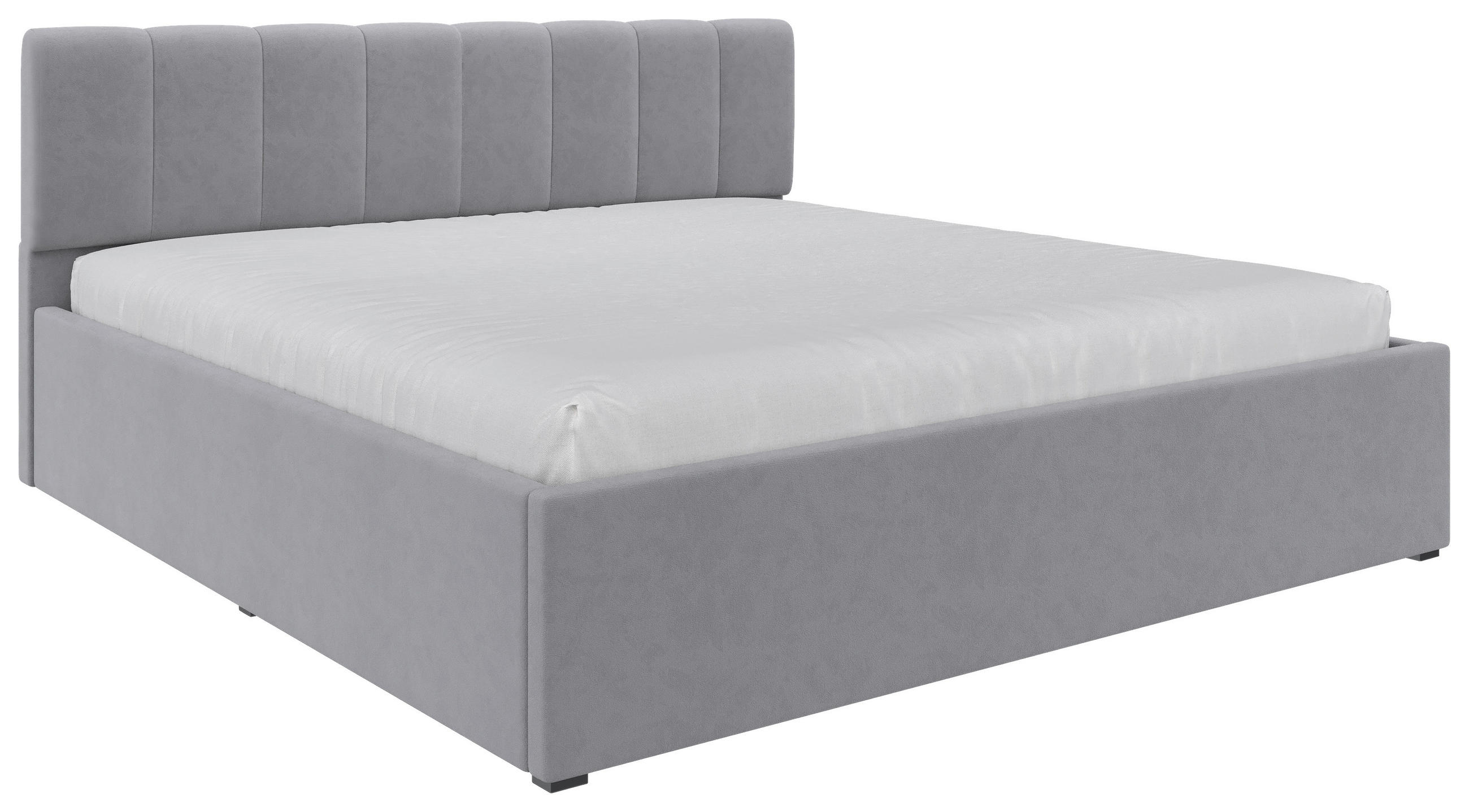 POLSTERBETT 180/200 cm,  in Silberfarben, Lattenrost, Bettkasten,  - Silberfarben/Schwarz, Design, Holz/Kunststoff (180/200cm) - Stylife