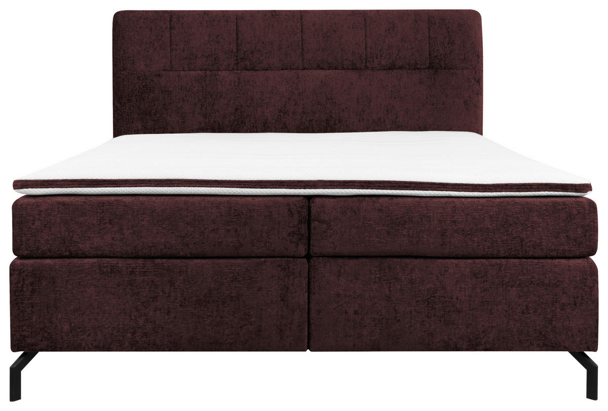 BOXSPRINGBETT 180/200 cm  in Dunkelrot  - Schwarz/Dunkelrot, Design, Textil/Metall (180/200cm) - Esposa