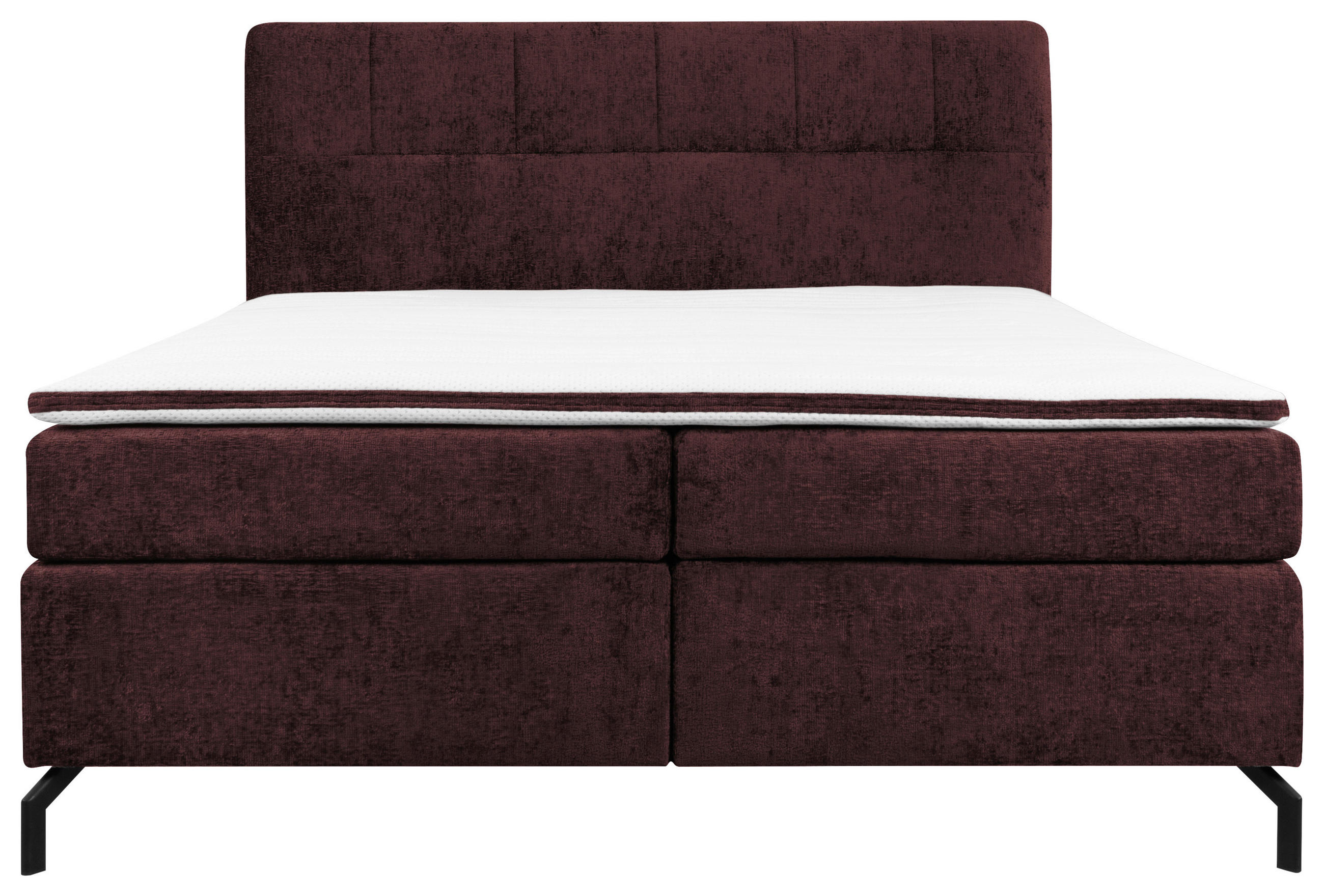 Thumbnail - Esposa Boxspringbett, Dunkelrot, Textil, H3, Höhe ca. 17 cm, 160x200 cm, Stoffauswahl, Topper durchgehend, Matratze in v...