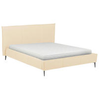 POLSTERBETT 140/200 cm,  in Beige, gepolstertes Kopfteil,  - Beige/Schwarzchrom, KONVENTIONELL, Leder/Metall (140/200cm) - Esposa