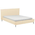 POLSTERBETT 140/200 cm,  in Beige, gepolstertes Kopfteil,  - Beige/Schwarzchrom, KONVENTIONELL, Leder/Metall (140/200cm) - Esposa