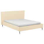 POLSTERBETT 180/200 cm,  in Beige, gepolstertes Kopfteil,  - Beige/Schwarzchrom, KONVENTIONELL, Leder/Metall (180/200cm) - Esposa