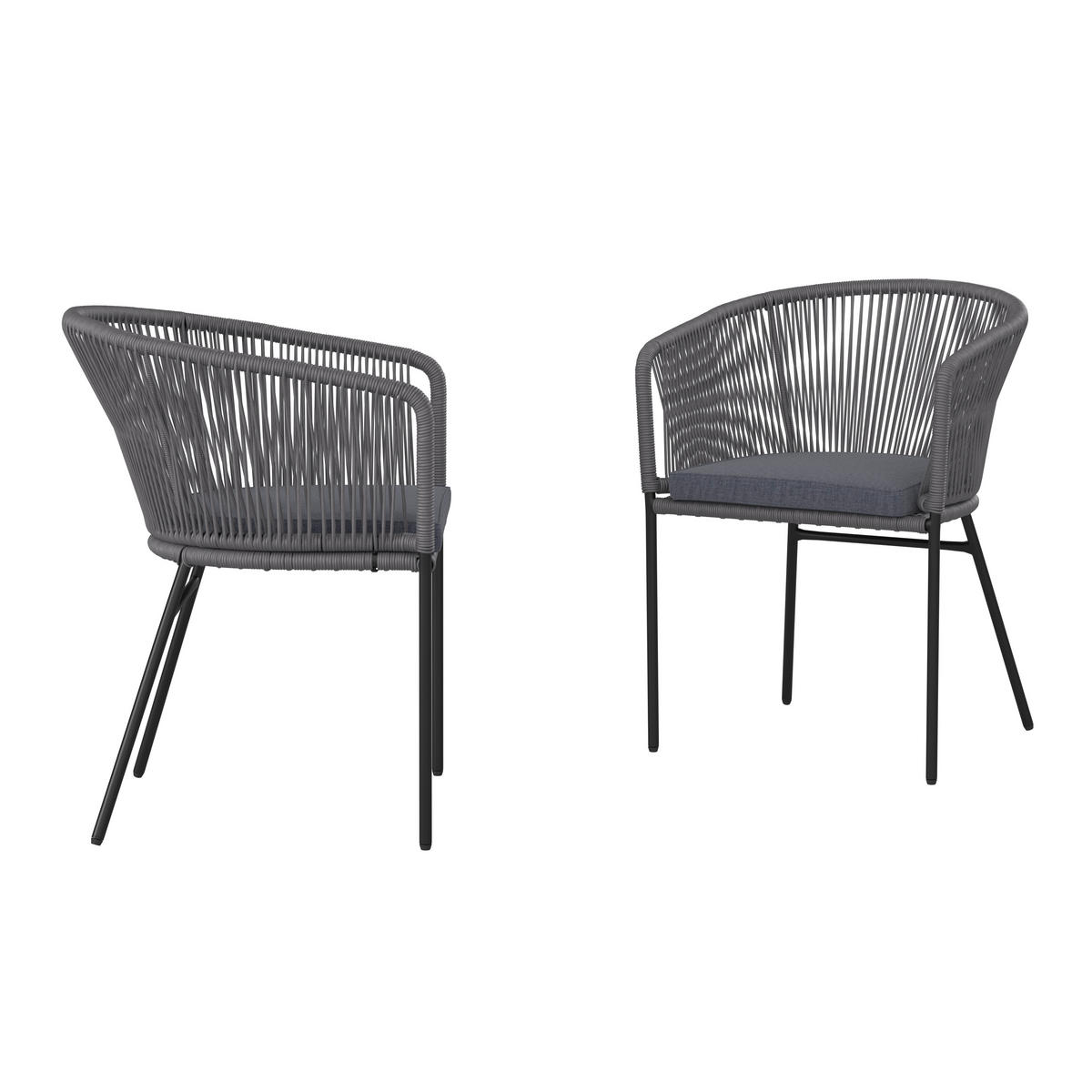 SADA ZAHRADNÍCH KŘESEL, kov, textil - šedá/černá, Moderní, kov/textil (56/59/72cm) - Ambia Garden