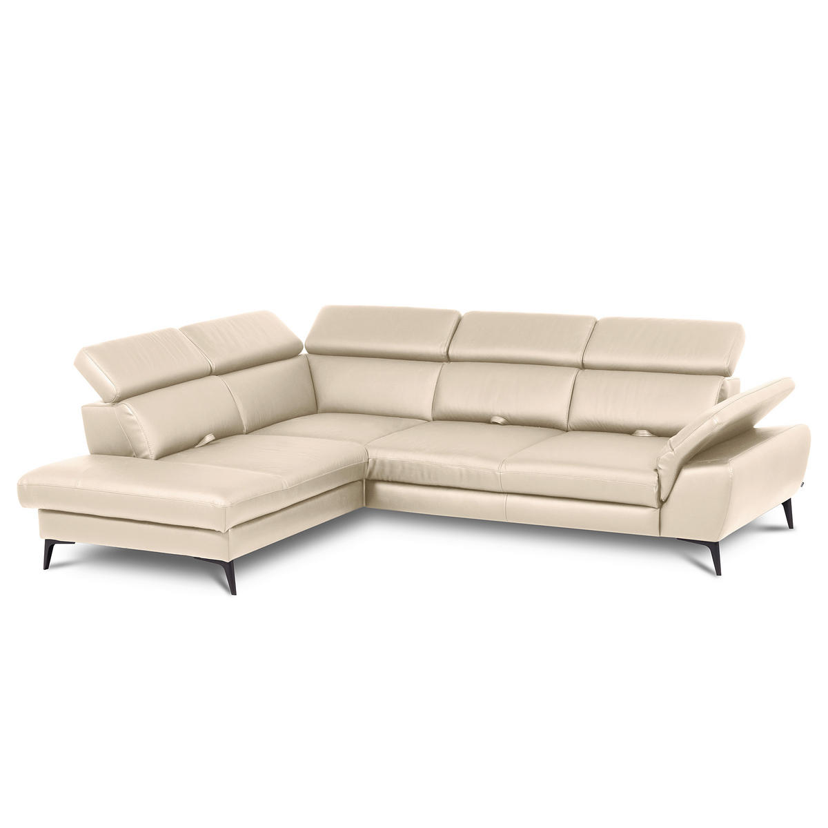 ECKSOFA Lederlook Echtleder Grau  - Schwarz/Grau, Design, Leder/Textil (220/274cm) - Livetastic