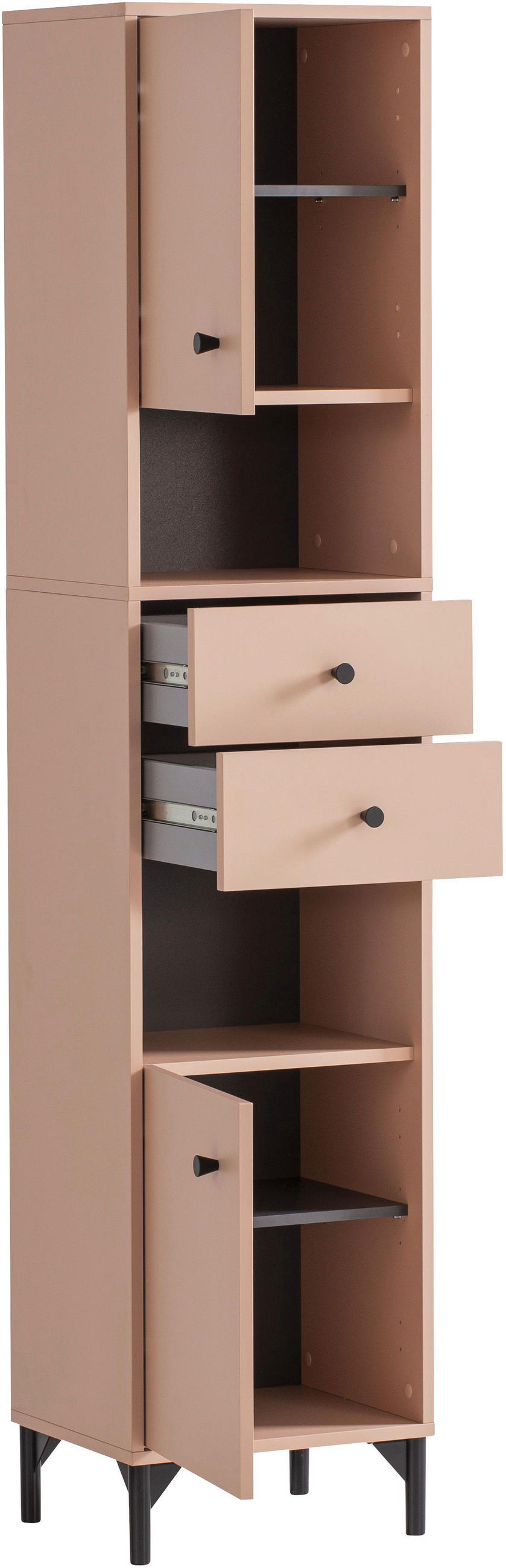 HOCHSCHRANK 40,3/181,6/33,1 cm  - Schwarz/Altrosa, KONVENTIONELL, Holzwerkstoff/Kunststoff (40,3/181,6/33,1cm) - Stylife
