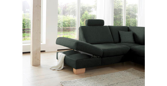 ECKSOFA in Mikrofaser Dunkelgrau  - Wildeiche/Dunkelgrau, KONVENTIONELL, Holz/Textil (236/286cm) - Voleo