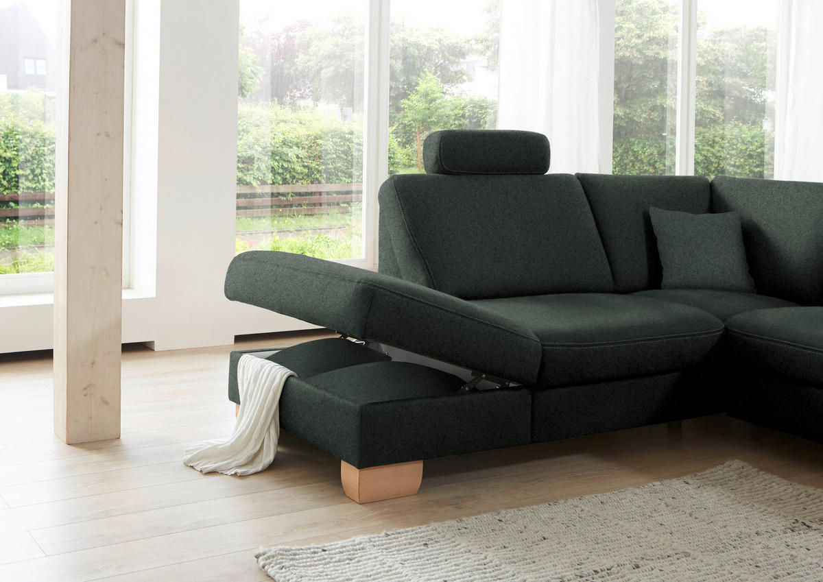 ECKSOFA in Mikrofaser Dunkelgrau  - Wildeiche/Dunkelgrau, Konventionell, Holz/Textil (236/286cm) - Voleo
