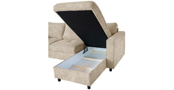 ECKSOFA Naturfarben Flachgewebe - Schwarz/Naturfarben, KONVENTIONELL, Textil/Metall (252/162cm) - Carryhome