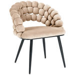 ARMLEHNSTUHL in Eisen Samt - Beige/Schwarz, Design, Textil/Metall (58/80/62cm) - Novel