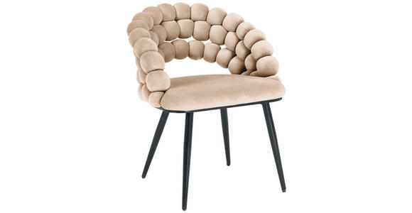 ARMLEHNSTUHL  , Stoffauswahl  , Samt  ,  - Beige/Schwarz, Design, Textil/Metall (58/80/62cm) - Novel