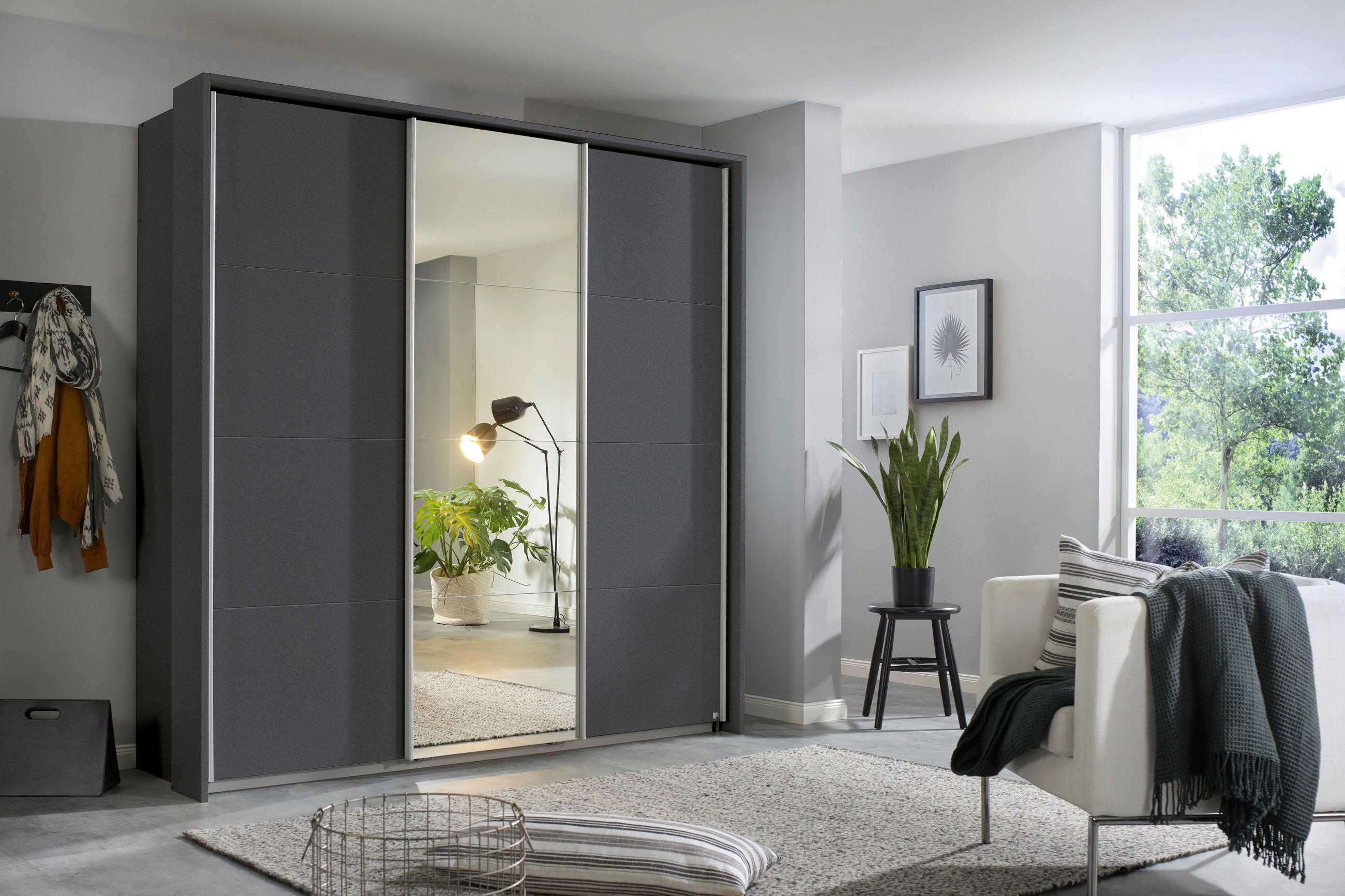 SKRIŇA S POS. DVER. – HOR.VED, sivá, 203/229/62 cm - sivá/hliníková, Modern, kov/kompozitné drevo (203/229/62cm) - Xora