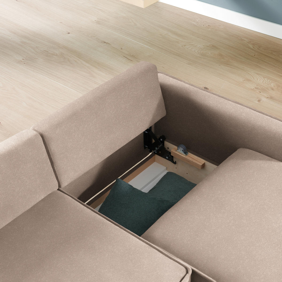 ECKSOFA in Chenille Braun  237/170 cm  - Eichefarben/Braun, KONVENTIONELL, Holz/Textil (237/170cm) - Sedda