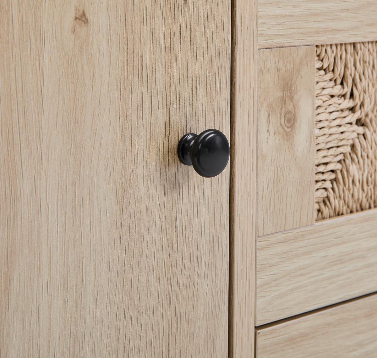 SIDEBOARD  in 140/80/39 cm  - Schwarz/Naturfarben, Natur, Holz/Papier (140/80/39cm) - MID.YOU