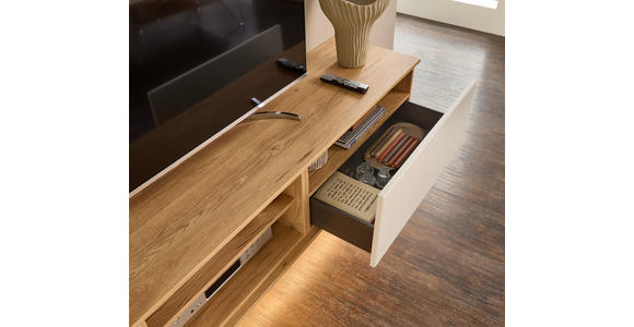 WOHNWAND  in Eichefarben, Sandfarben, Beige  315/215/40 cm  - Sandfarben/Eichefarben, KONVENTIONELL, Glas/Holzwerkstoff (315/215/40cm) - Venda