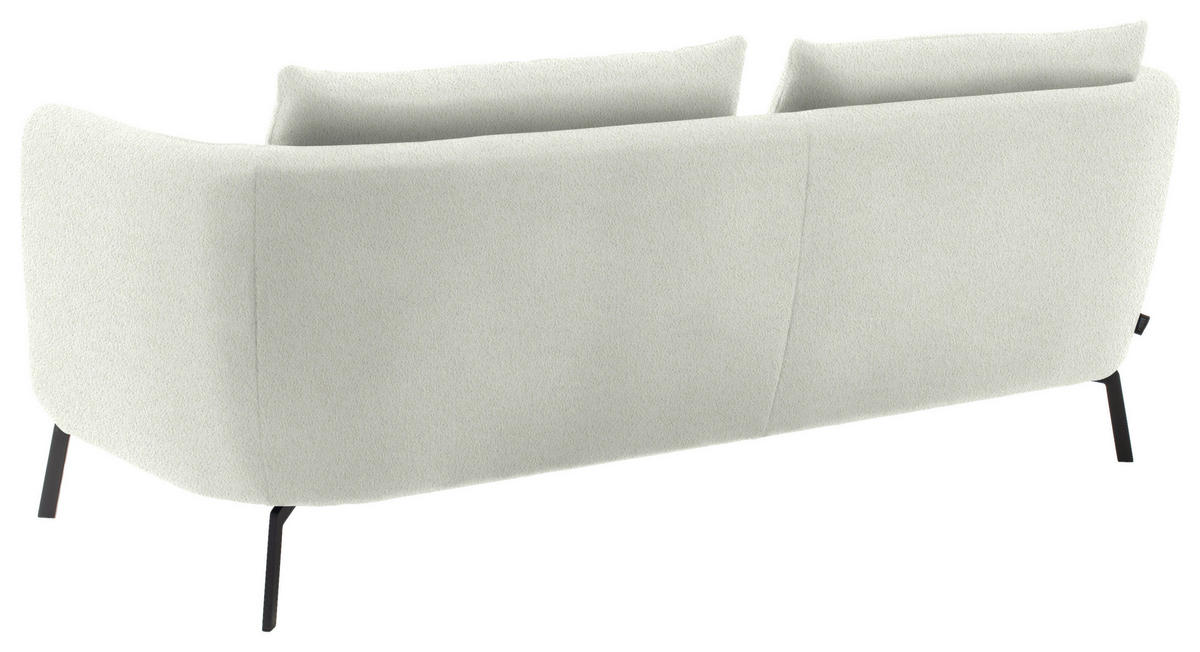 2,5-SITZER  in Flachgewebe Weiß  - Schwarz/Weiß, Design, Textil/Metall (190/71/91cm) - Schöner Wohnen