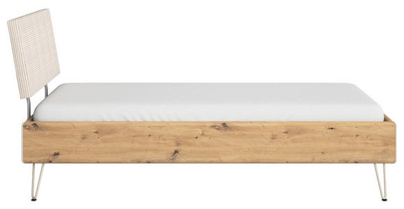 BETT 90/200 cm  in Eiche Artisan  - Champagner/Eiche Artisan, Design, Holzwerkstoff/Textil (90/200cm) - Carryhome