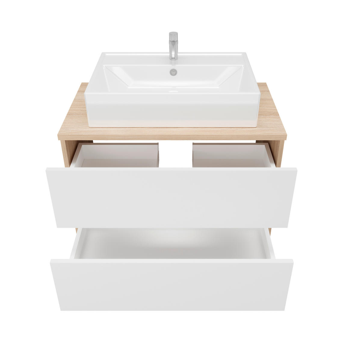 UMIVAL. ENOTA Z UMIVALNIKOM 80/67/47 cm  - bela/visoki sijaj, Basics, leseni material/keramika (80/67/47cm) - Ti'me