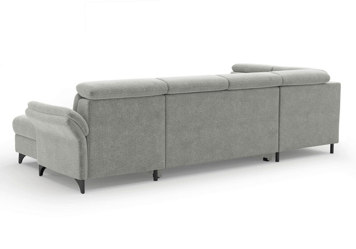 WOHNLANDSCHAFT Flachgewebe Hellgrau  - Hellgrau/Schwarz, Konventionell, Textil/Metall (193/321/166cm) - Sit & More