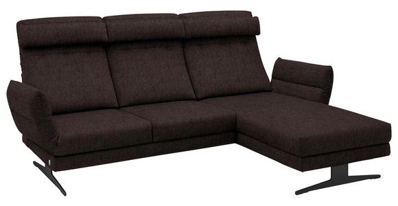 ECKSOFA  in Flachgewebe Braun  279-327/176-217 cm  - Schwarz/Braun, Design, Textil/Metall (279-327/176-217cm) - Dieter Knoll