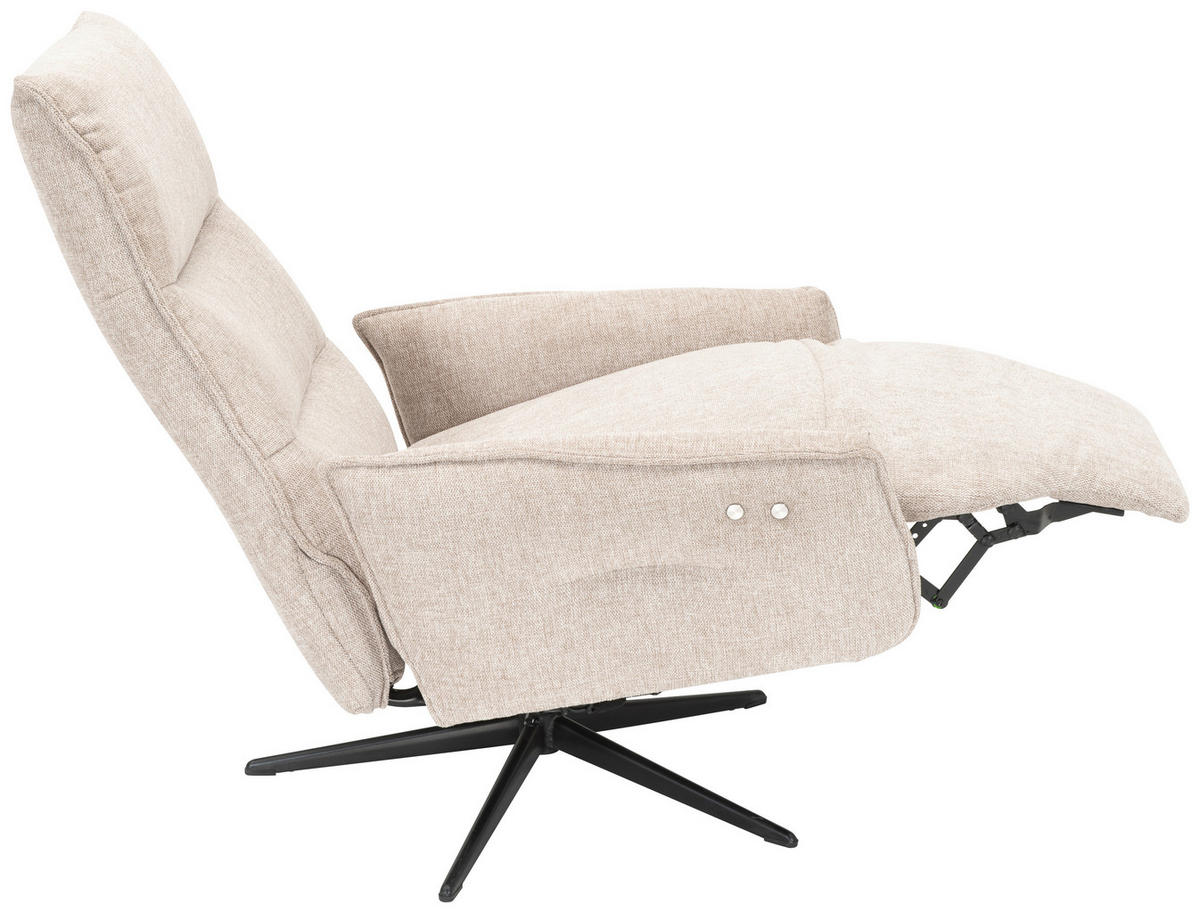RELAXFÅTÖLJ i trä, metall, textil beige  - beige/svart, Klassisk, metall/trä (72/109/86cm) - Welnova
