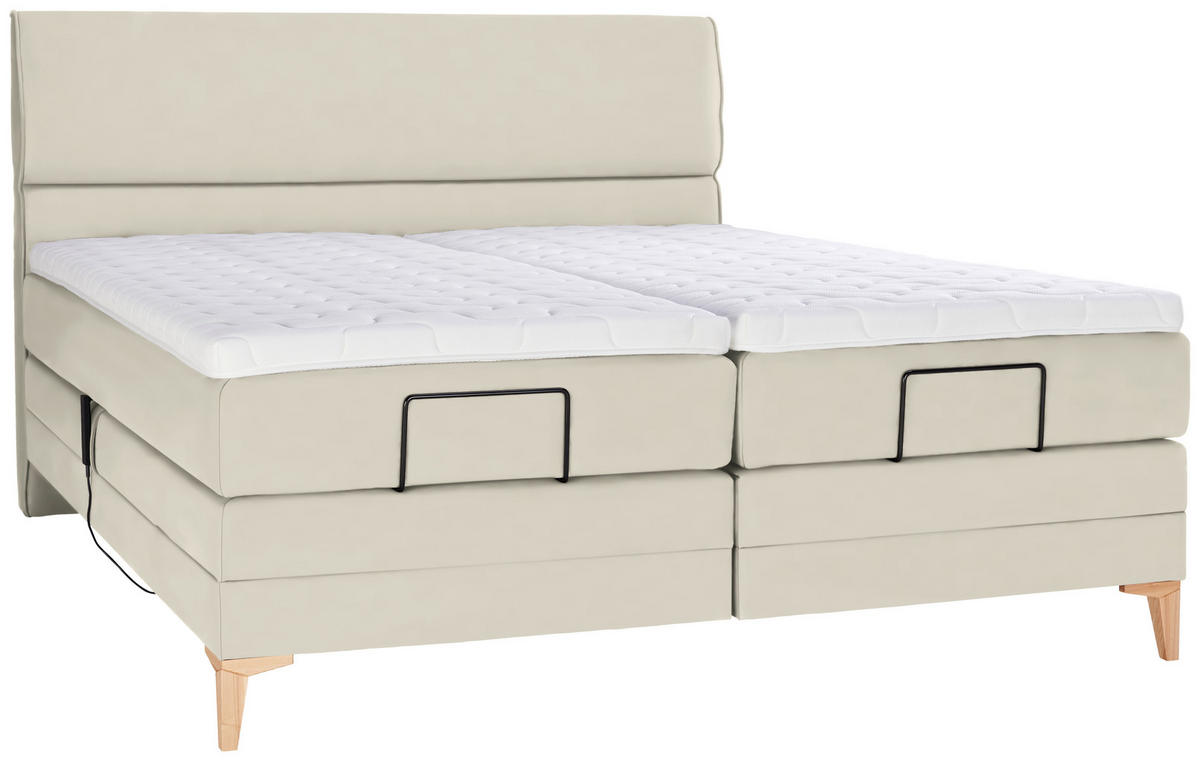 BOXSPRINGBETT 180/200 cm  in Hellgrau  - Eichefarben/Hellgrau, Konventionell, Holz/Textil (180/200cm) - Voleo