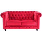 CHESTERFIELD-SOFA Samt Rot, Schwarz  - Rot/Schwarz, Trend, Holz/Textil (165/75/87cm) - Xora