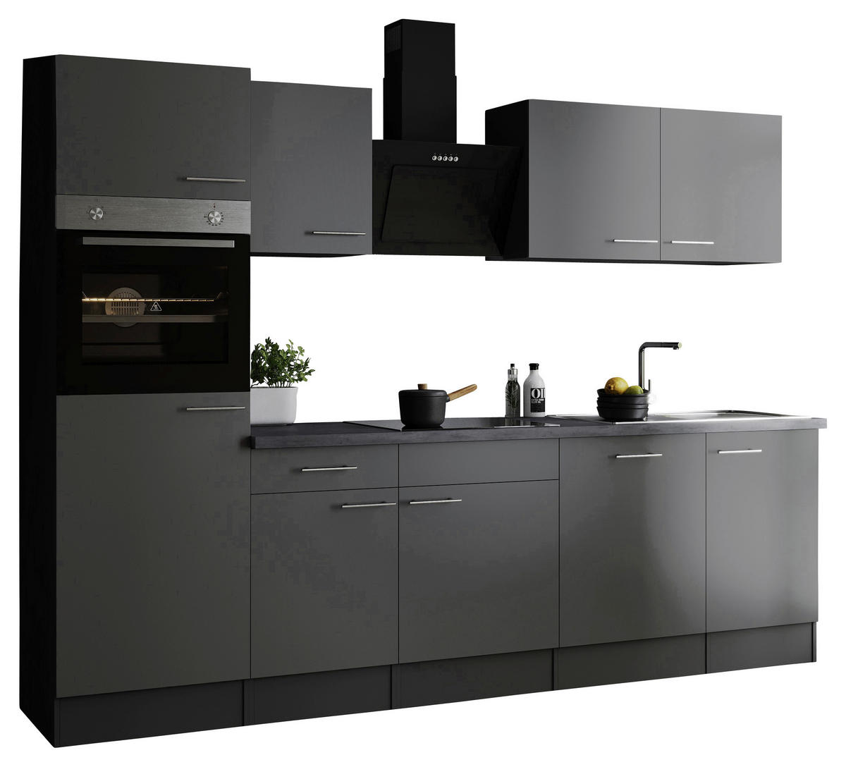 KÜCHENBLOCK 280 cm   in Grau  - Silberfarben/Grau, Design, Holzwerkstoff/Metall (280cm) - Respekta
