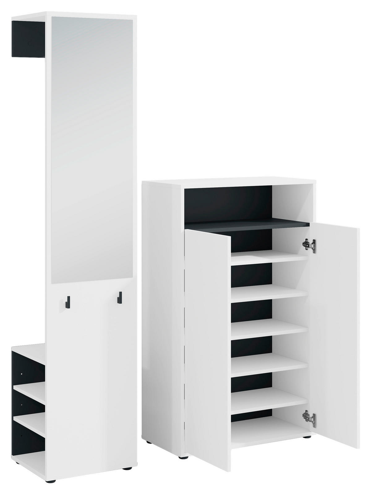 GARDEROBE 2-teilig  in 110/186/35 cm  - Schwarz/Weiß, Design, Holzwerkstoff (110/186/35cm) - MID.YOU
