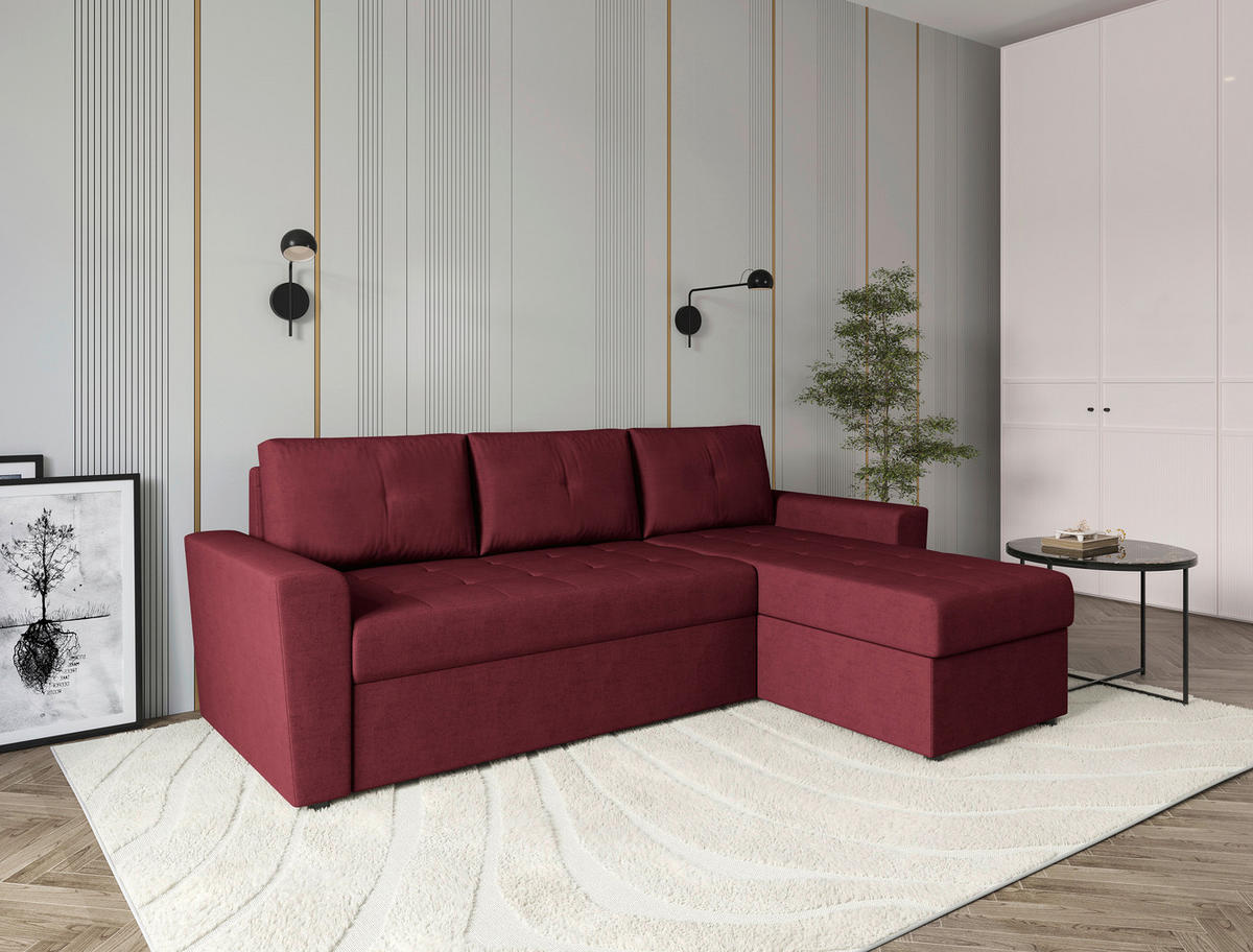 ECKSOFA TERMOLI in Jacquard Rot  231/155 cm  - Rot/Schwarz, Design, Kunststoff/Textil (231/155cm) - MID.YOU