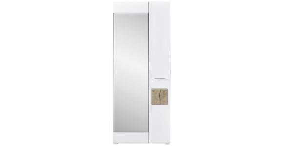 GARDEROBENSCHRANK 80/201/37 cm  - Eichefarben/Silberfarben, KONVENTIONELL, Glas/Holzwerkstoff (80/201/37cm) - Voleo