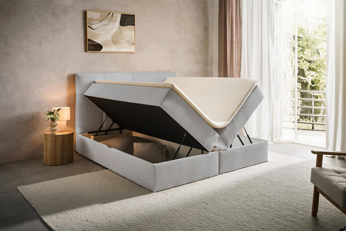 BOXBETT 140/200 cm  in Hellgrau  - Hellgrau, KONVENTIONELL, Textil (140/200cm) - Boxxx