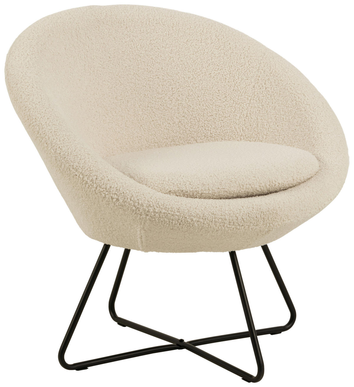 SESSEL Teddystoff Creme    - Creme/Schwarz, Design, Textil/Metall (82/81/71cm) - Livetastic