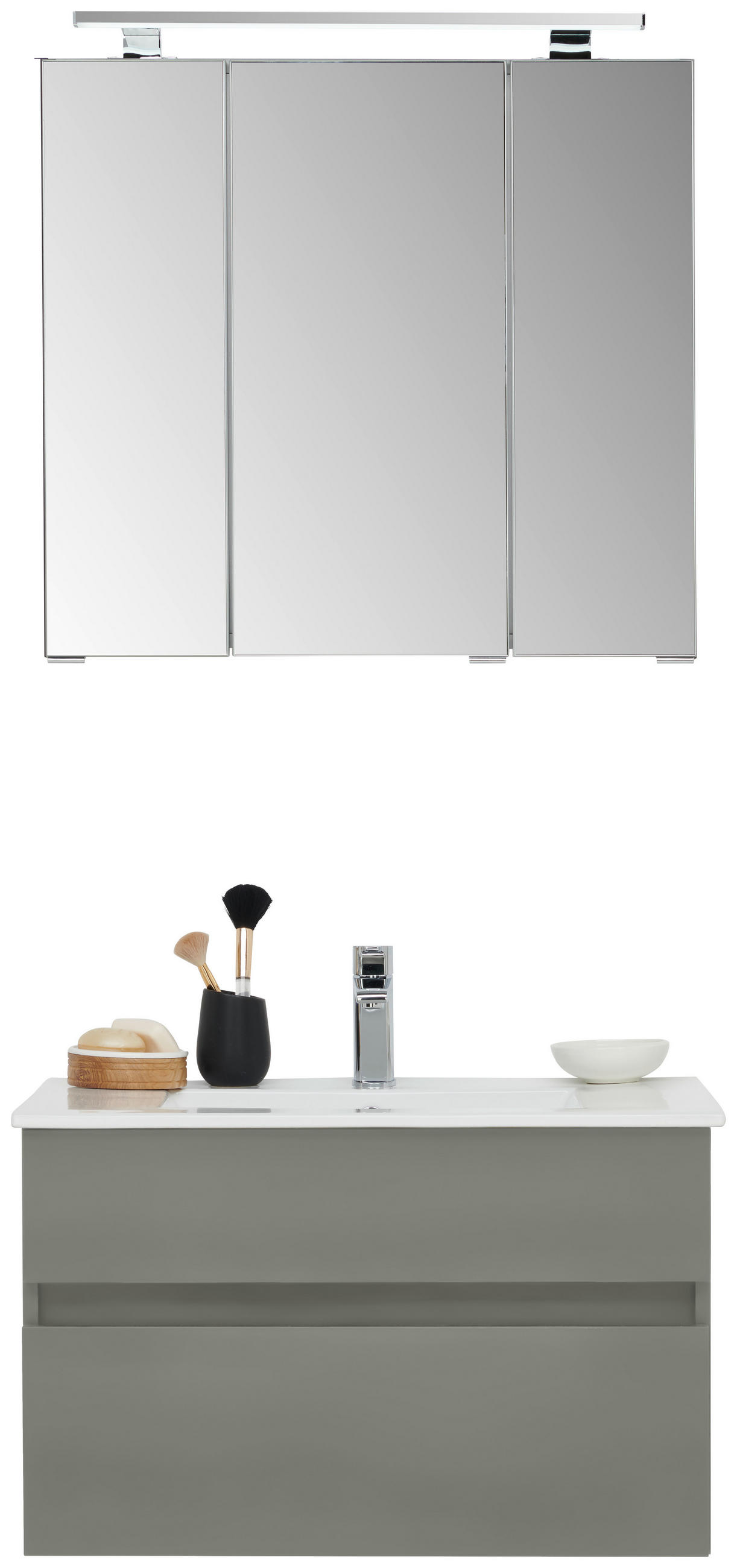 BADEZIMMER 3-teilig  in 72 cm  - Dunkelgrün/Weiß, Design, Keramik/Holzwerkstoff (72cm) - Novel
