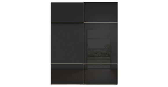 SCHWEBETÜRENSCHRANK 162/223/68 cm 2-türig Schwarz, Champagner - Champagner/Schwarz, KONVENTIONELL, Glas/Holzwerkstoff (162/223/68cm) - Novel