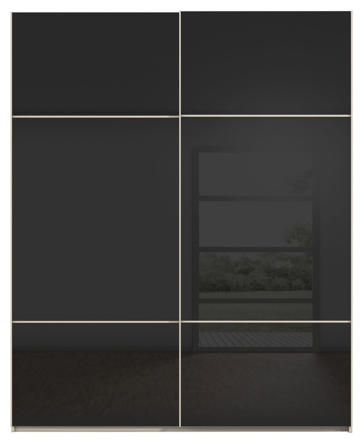 SCHWEBETÜRENSCHRANK 162/223/68 cm 2-türig Schwarz, Champagner  - Champagner/Schwarz, KONVENTIONELL, Glas/Holzwerkstoff (162/223/68cm) - Novel