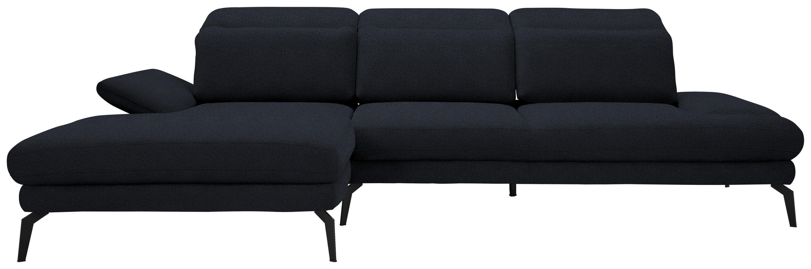 ECKSOFA Dunkelblau Chenille  - Schwarz/Dunkelblau, Design, Textil/Metall (180/289cm) - Stylife