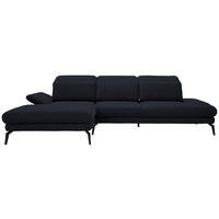 ECKSOFA in Chenille Dunkelblau  - Schwarz/Dunkelblau, Design, Textil/Metall (180/289cm) - Stylife