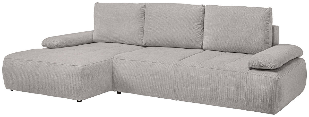 ECKSOFA Hellgrau Webstoff  - Hellgrau/Schwarz, KONVENTIONELL, Kunststoff/Textil (162/282cm) - Carryhome