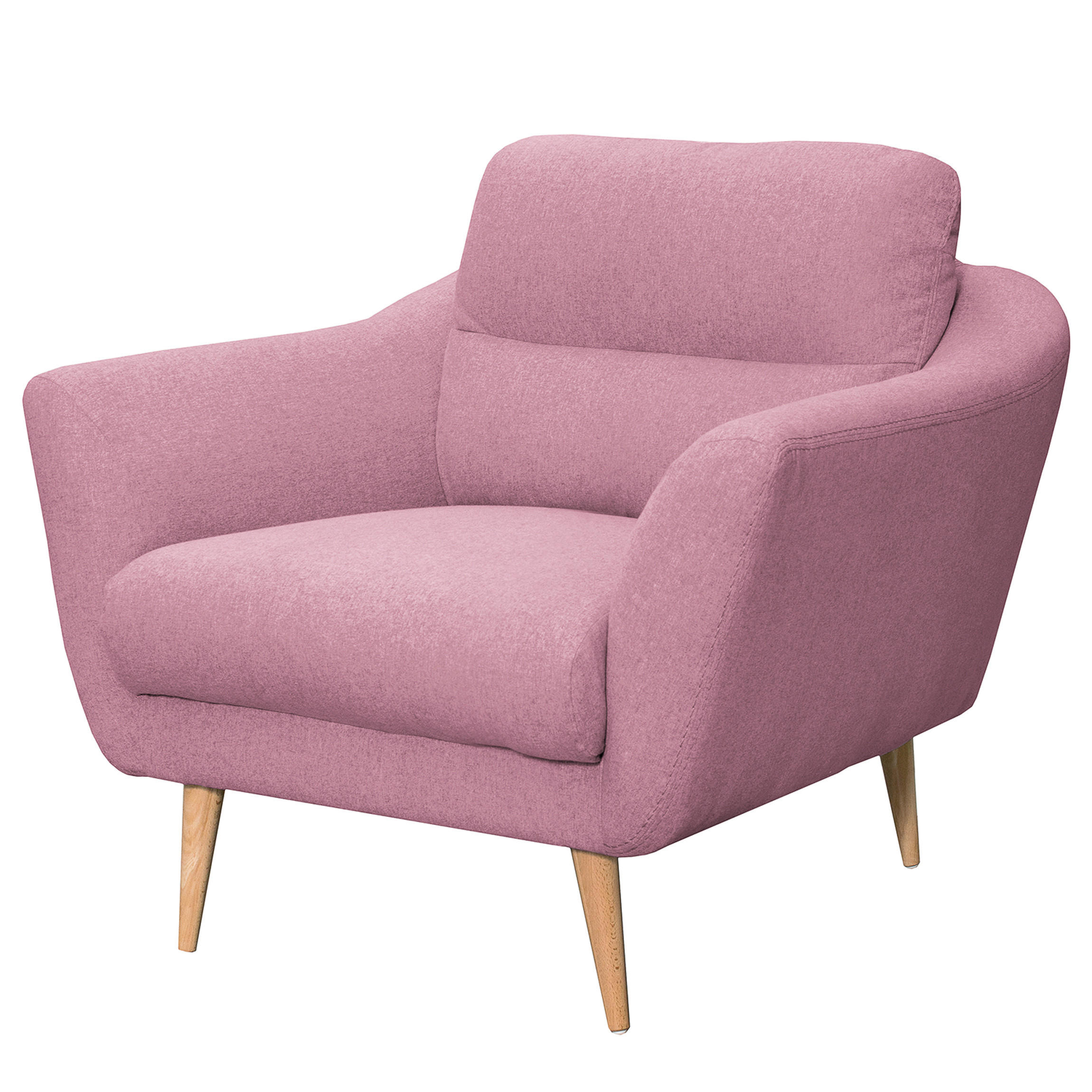SESSEL in Webstoff Rosa  - Buchefarben/Rosa, Design, Holz/Textil (92/87/88cm) - Livetastic