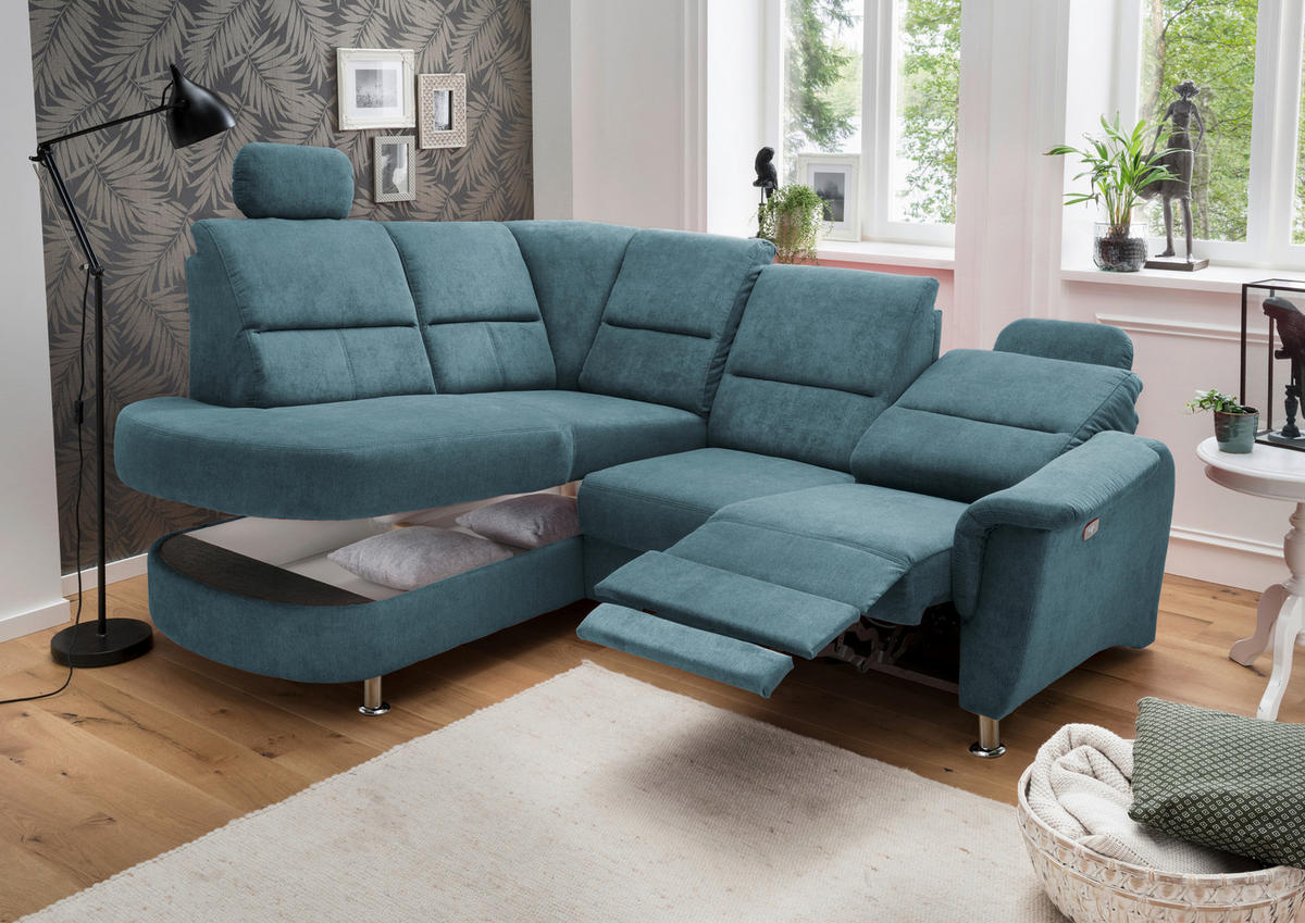 ECKSOFA Mikrofaser  - Chromfarben, KONVENTIONELL, Textil/Metall (184/231cm) - Livetastic