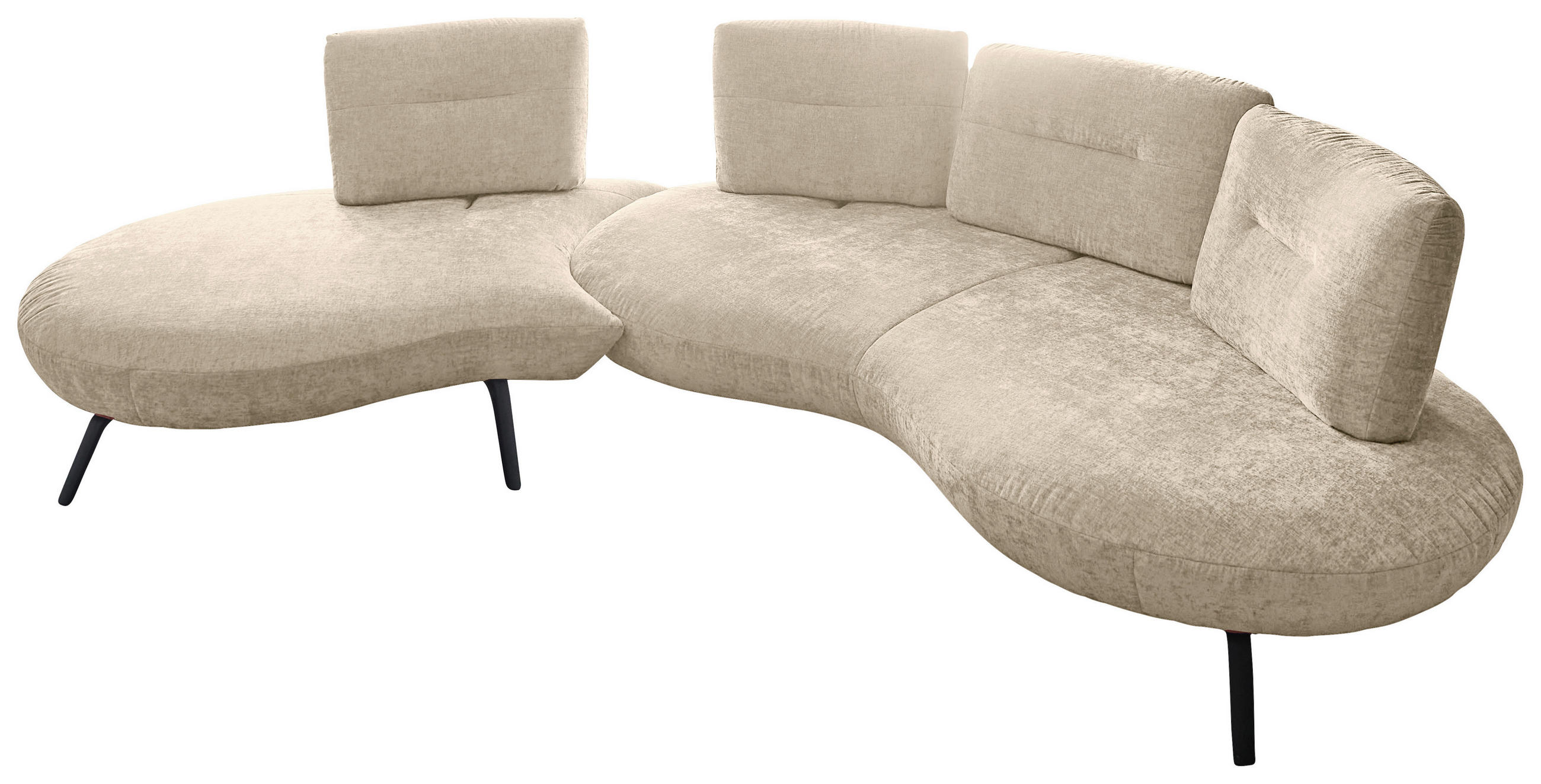 BIGSOFA Flachgewebe Creme  - Creme/Schwarz, Design, Textil/Metall (456/93/138cm) - Moderano