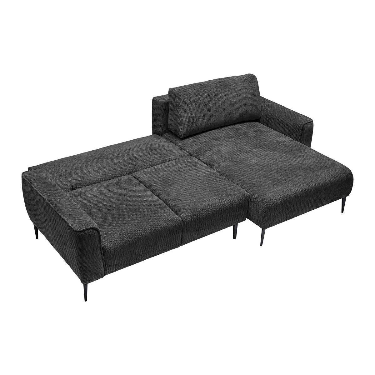 ECKSOFA in Webstoff Schwarz  - Schwarz, Modern, Textil/Metall (255/164cm) - MID.YOU