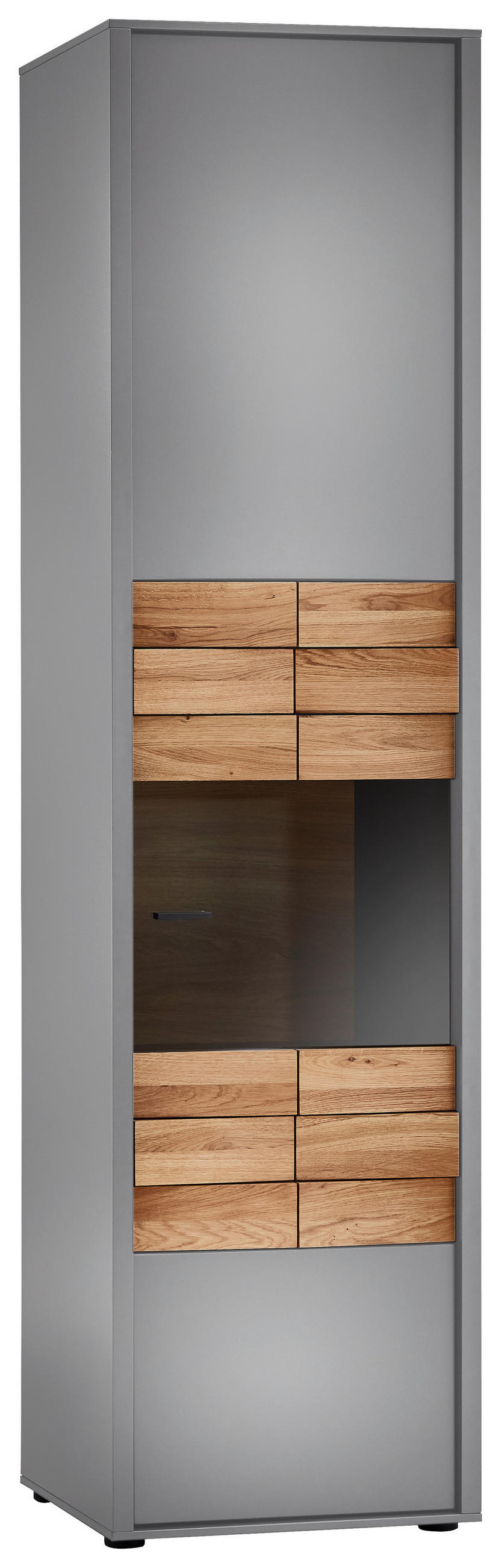 VITRINE  in massiv Eiche Eichefarben, Kaschmir - Kaschmir/Eichefarben, Design, Glas/Holz (51/198,2/41,6cm) - Novel
